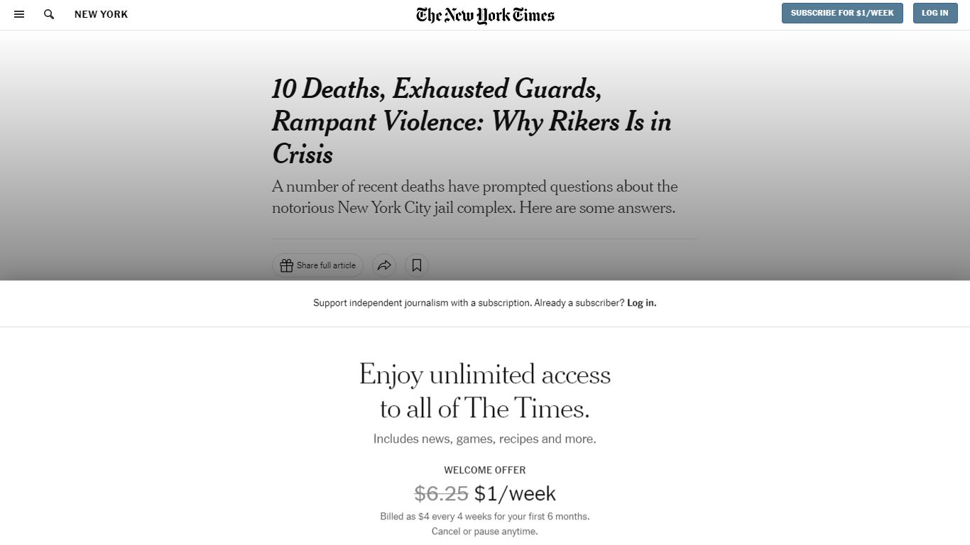 Here's Why Rikers Island Is in Crisis - The New York Times